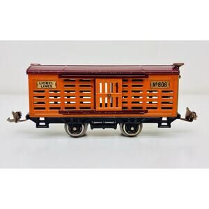 Lionel Prewar O 806 Cattle Stock Car Orange & Maroon